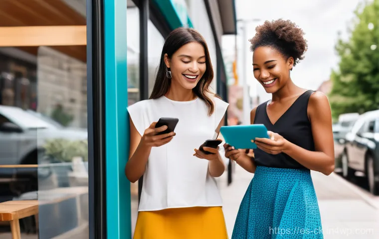 옴니채널 경험에서의 A B 테스트 기법 - **Omnichannel Customer Journey in a Modern Cityscape:**
"A diverse group of adults (ages 25-55),...